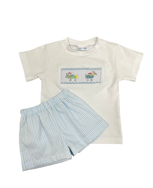 Smocked Airplane Short Set