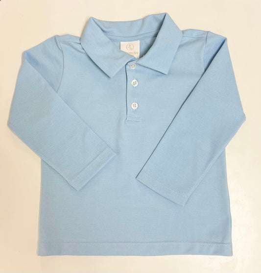 Parker Polo LS-Lt Blue Pique