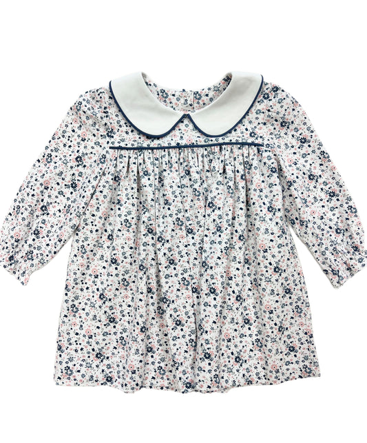 Navy/Pink Floral Peter Pan Collar Dress