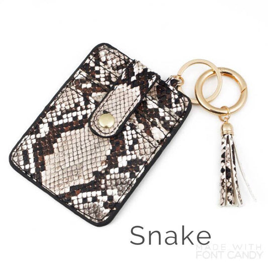 Tan Snake Credit Card Wallet Keychain