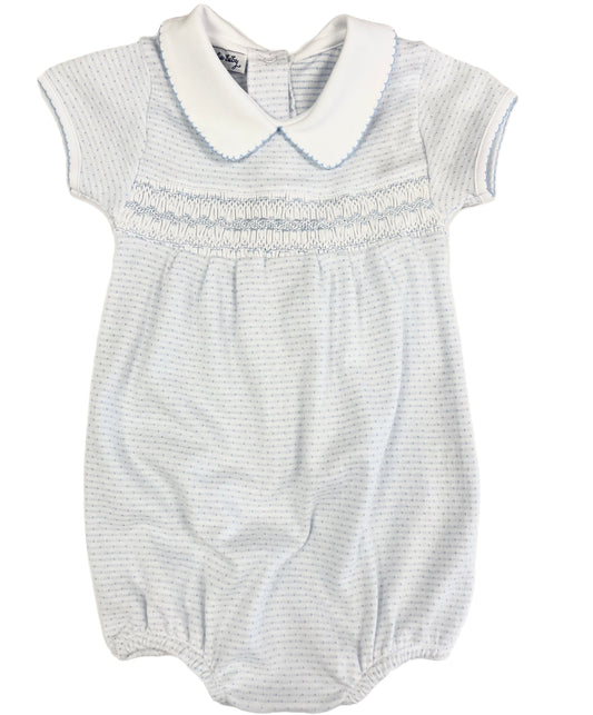 Delaney & Dillon Smocked Collared S/S Boy Bubble