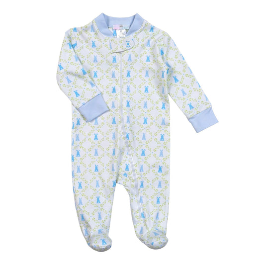 Blue Easter Bunny Zipper Footie