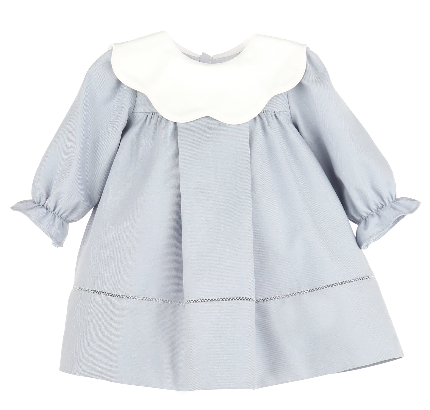 Frosty Twill Scallop Dress-Blue