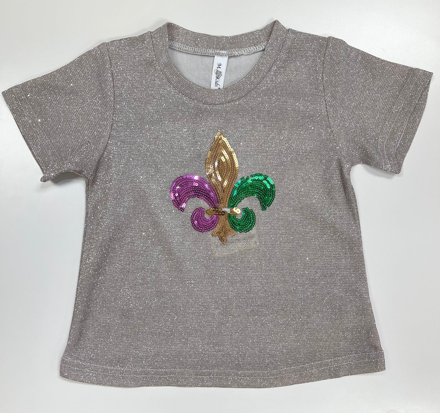 Mardi Gras Sparkle Fleur De Lis Short Sleeve T-shirt - Champagne