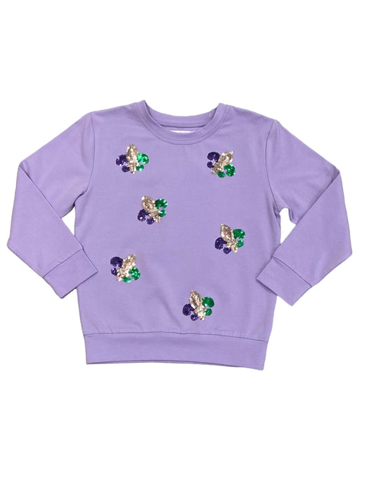 Lavendar Fleur De Lis Sequin Shirt