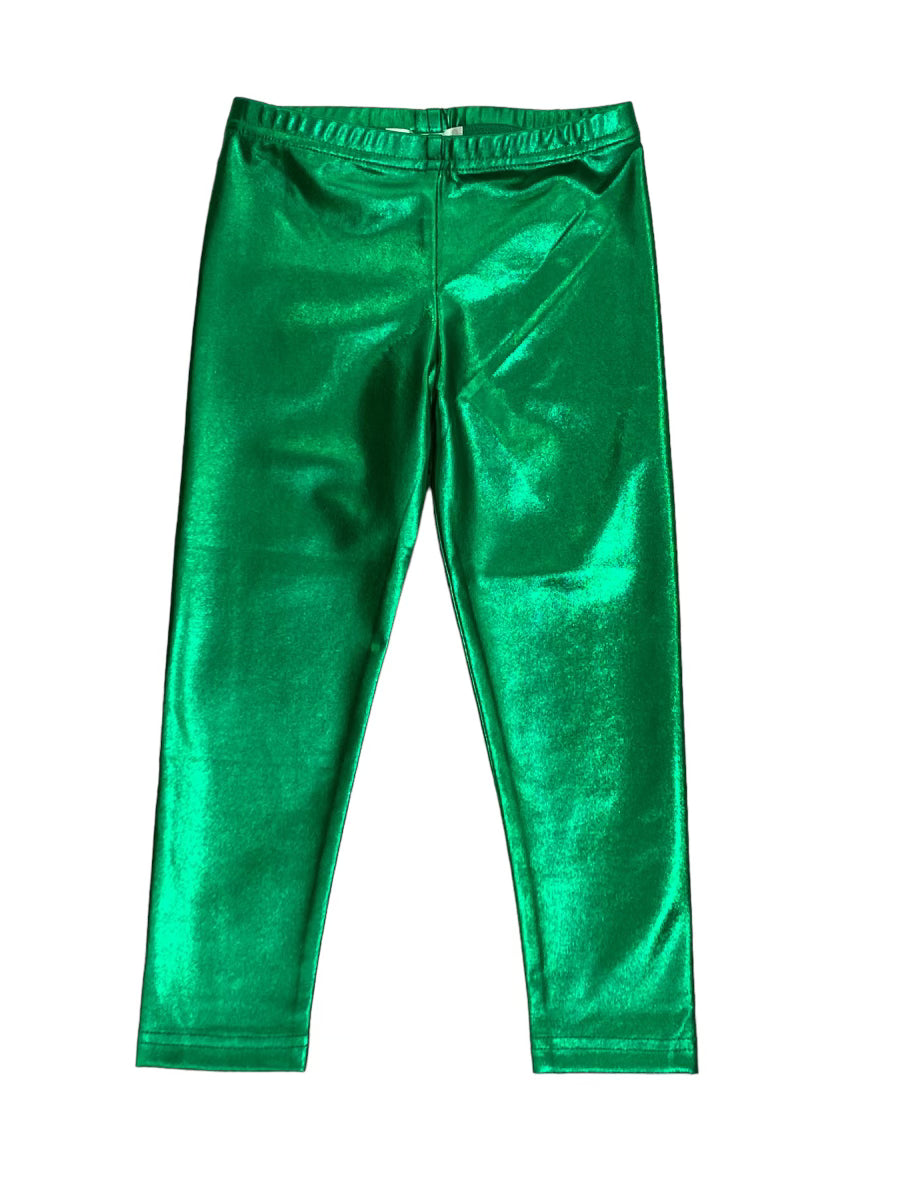 Green Metallic Leggings