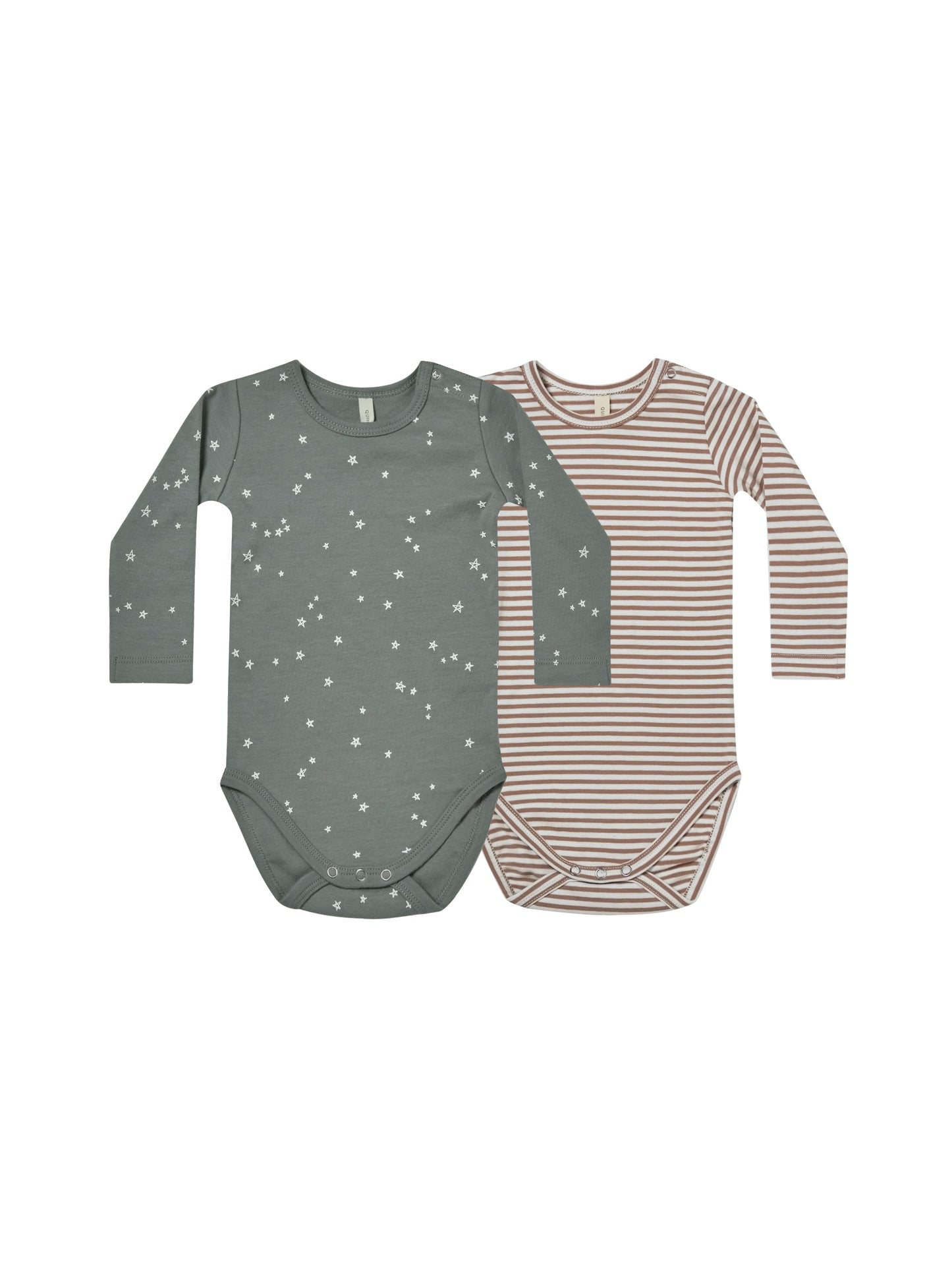 Quincy Mae-Jersey Bodysuits 2 pk-Stars,Cocoa Stripe