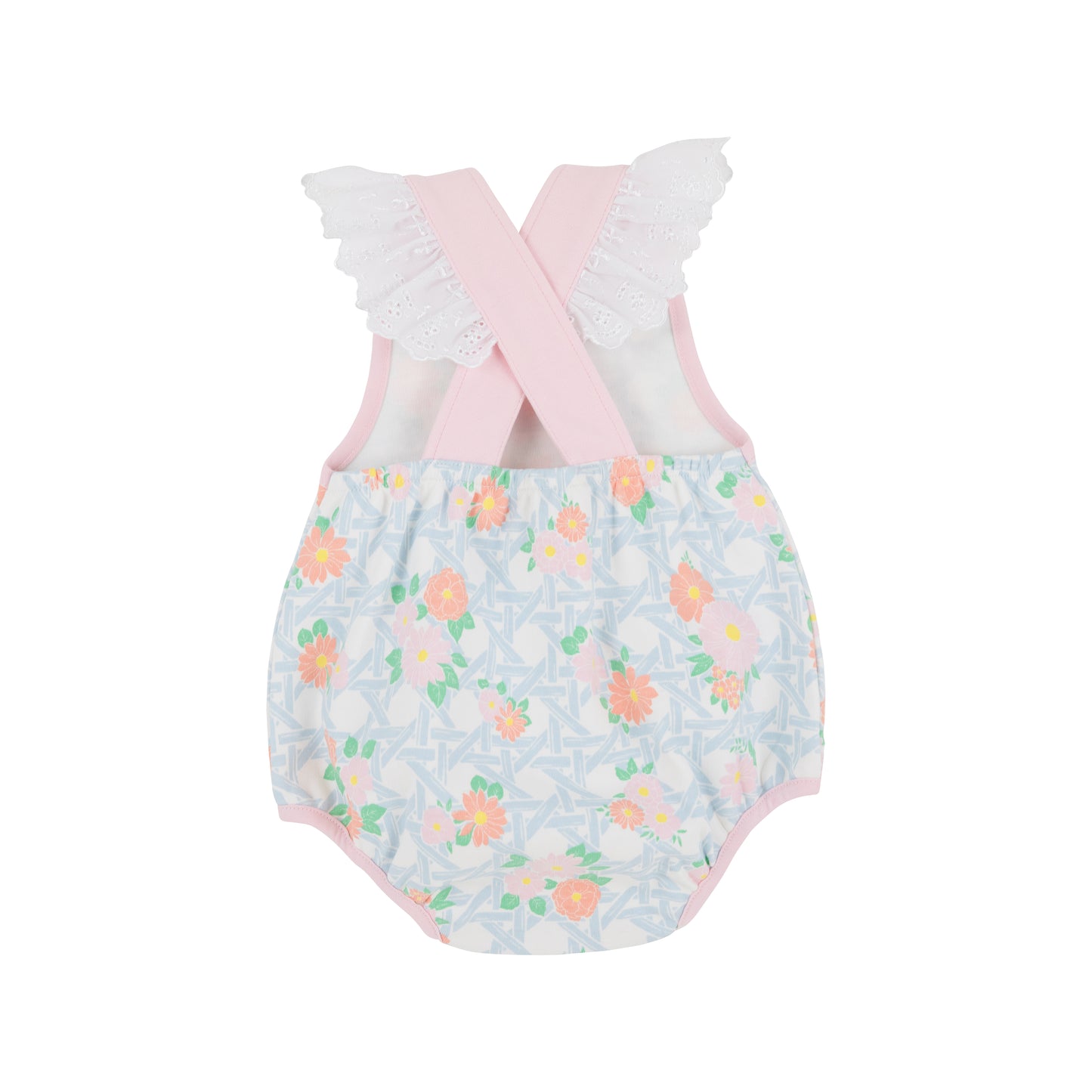 Saylor Sunsuit - Pima - Cayman Island Cane with Palm Beach Pink