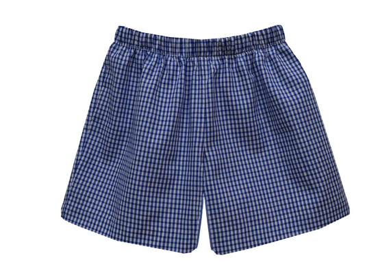 Royal Blue Check Boys Pull On Short