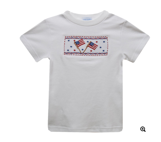 Party 4th July White Smocked Knit Tee