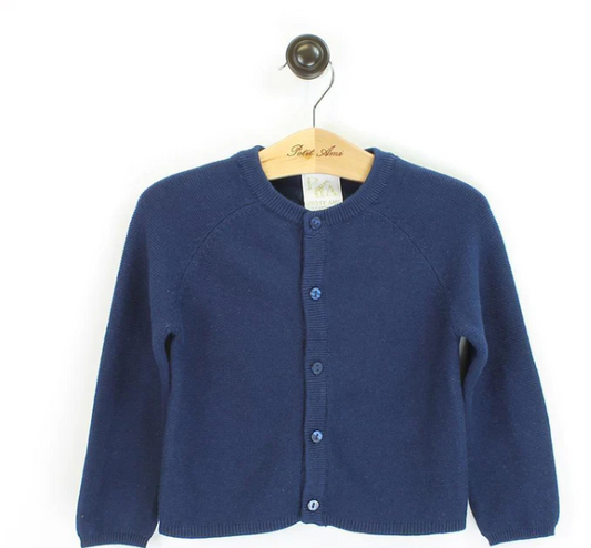 Navy Purl Knit Cardigan Sweater