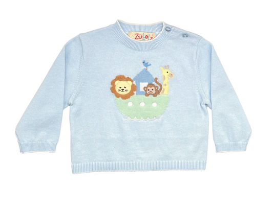 Noah's Ark Lightweight Knit Sweater in Blue