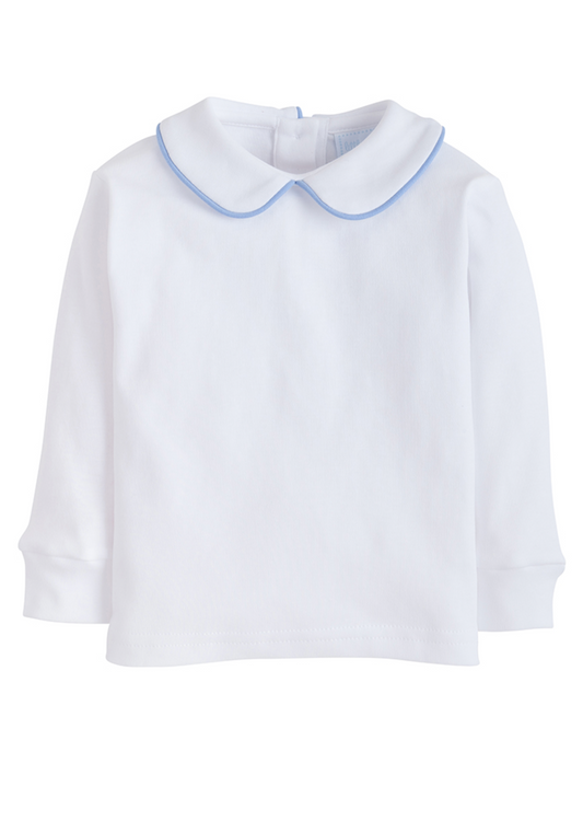 Piped Peter Pan Shirt-Light Blue