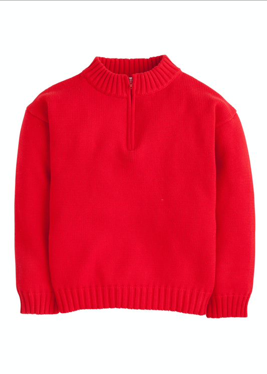 Quarter Zip Sweater-Red