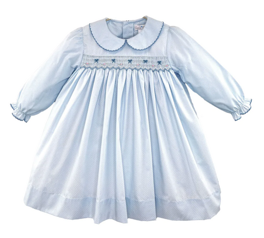 Light Blue Floral Smocked Bloomer Set