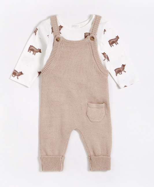 Sand Baby 2 Pc Set: L/S Top+Overall Knit