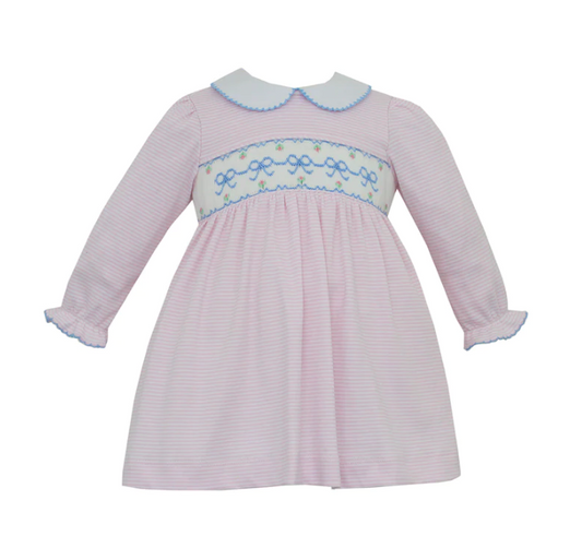 Bows Pink Stripe Knit Dress L/S