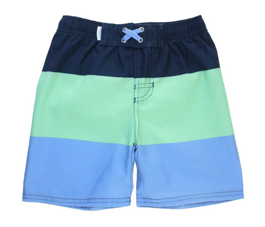 Mint & Blue Color Block Swim Trunks