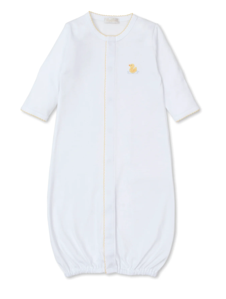 White Embroidered Duckling Baby Converter Gown