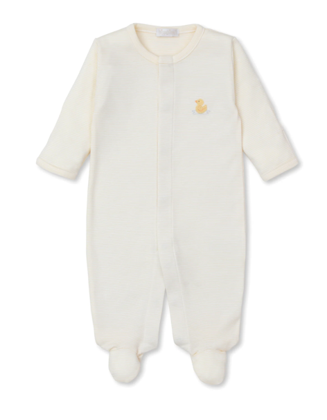 Yellow Stripe Hand Embroidered Duckling Footie