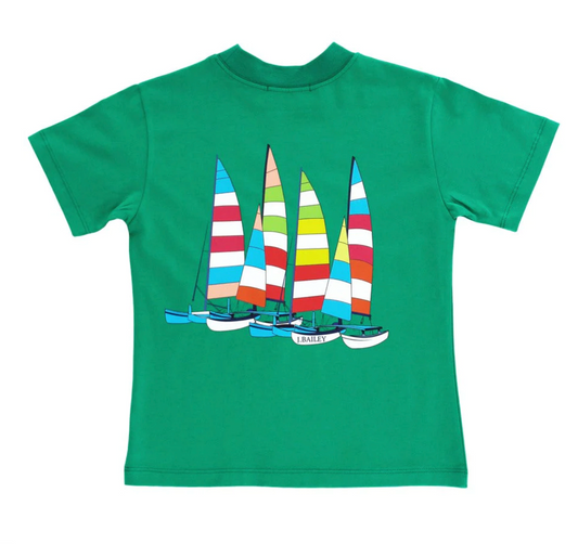 Sailboats on Green Tee