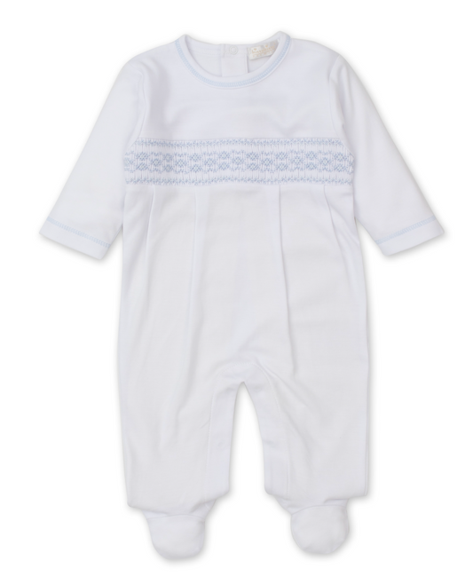 White/Lt. Blue Footie W/ Hand Smock