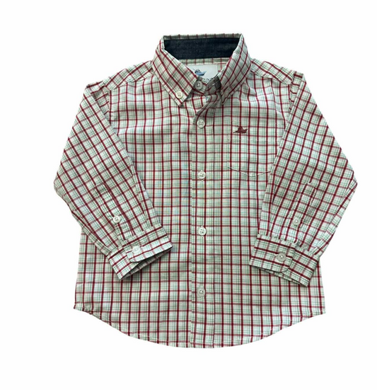 Button-Up Dress Shirt- Red/Green