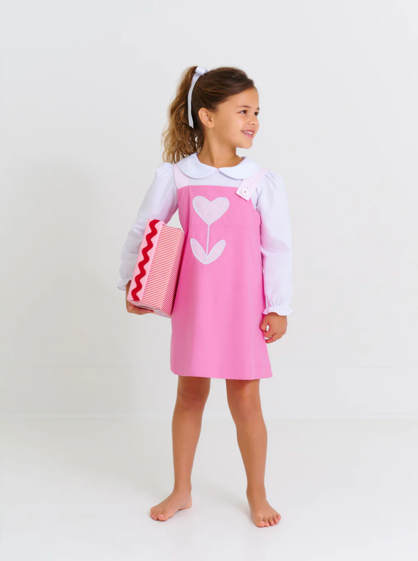 Jillian Jumper - Hamptons Hot Pink & Palm Beach Pink with Heart Tulip Applique