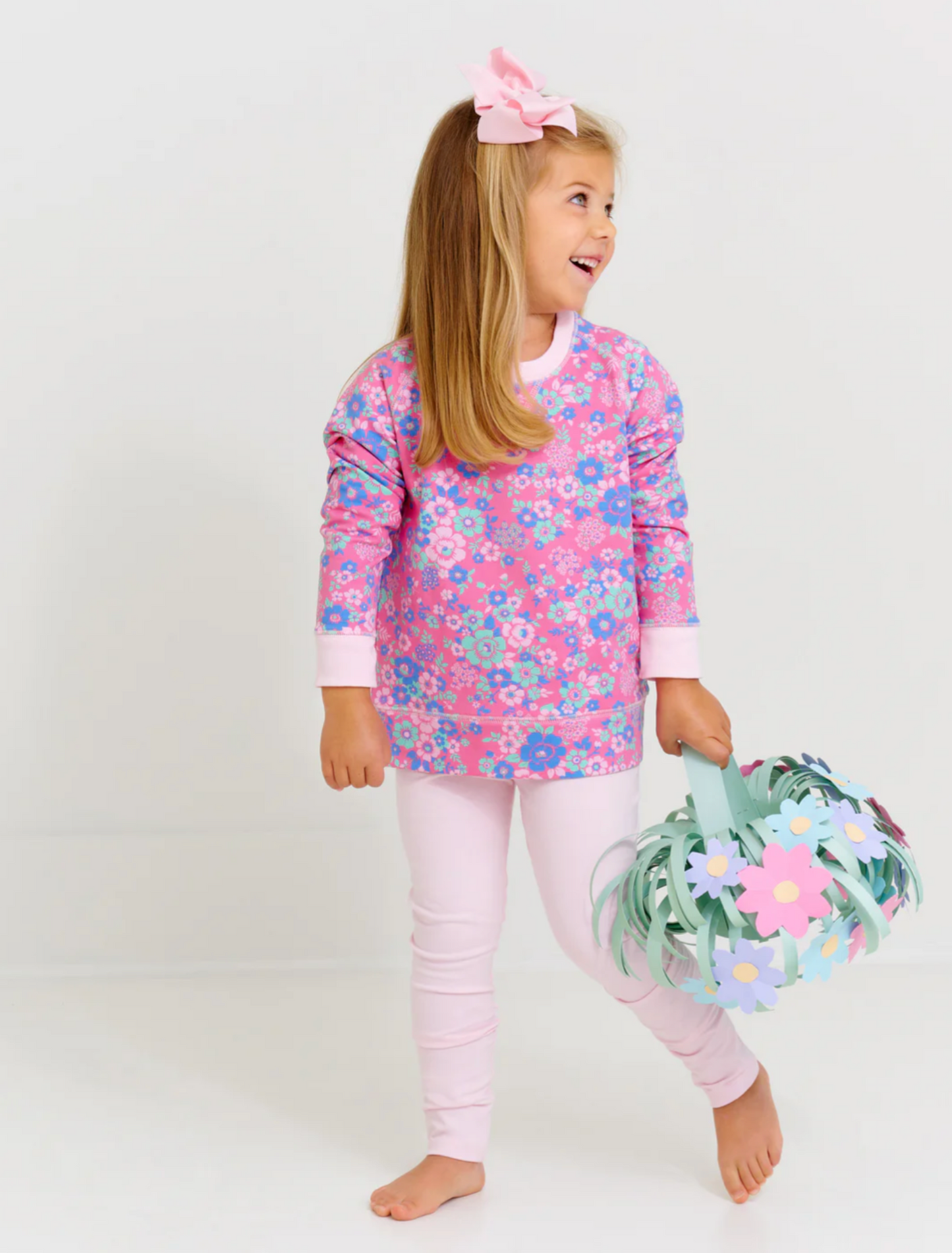 Cassidy Comfy Crewneck - Mt. Paran Mini Floral with Palm Beach Pink