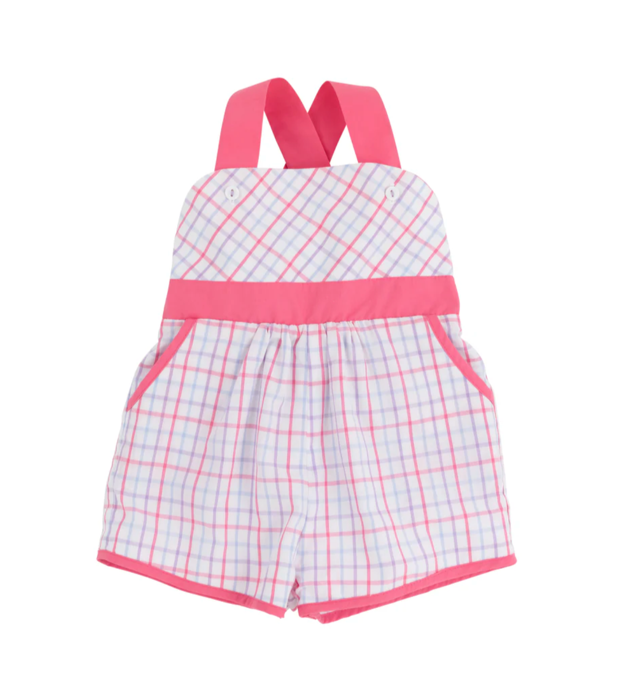 Ruthie Romper -Winter Park Windowpane with Romany Rose