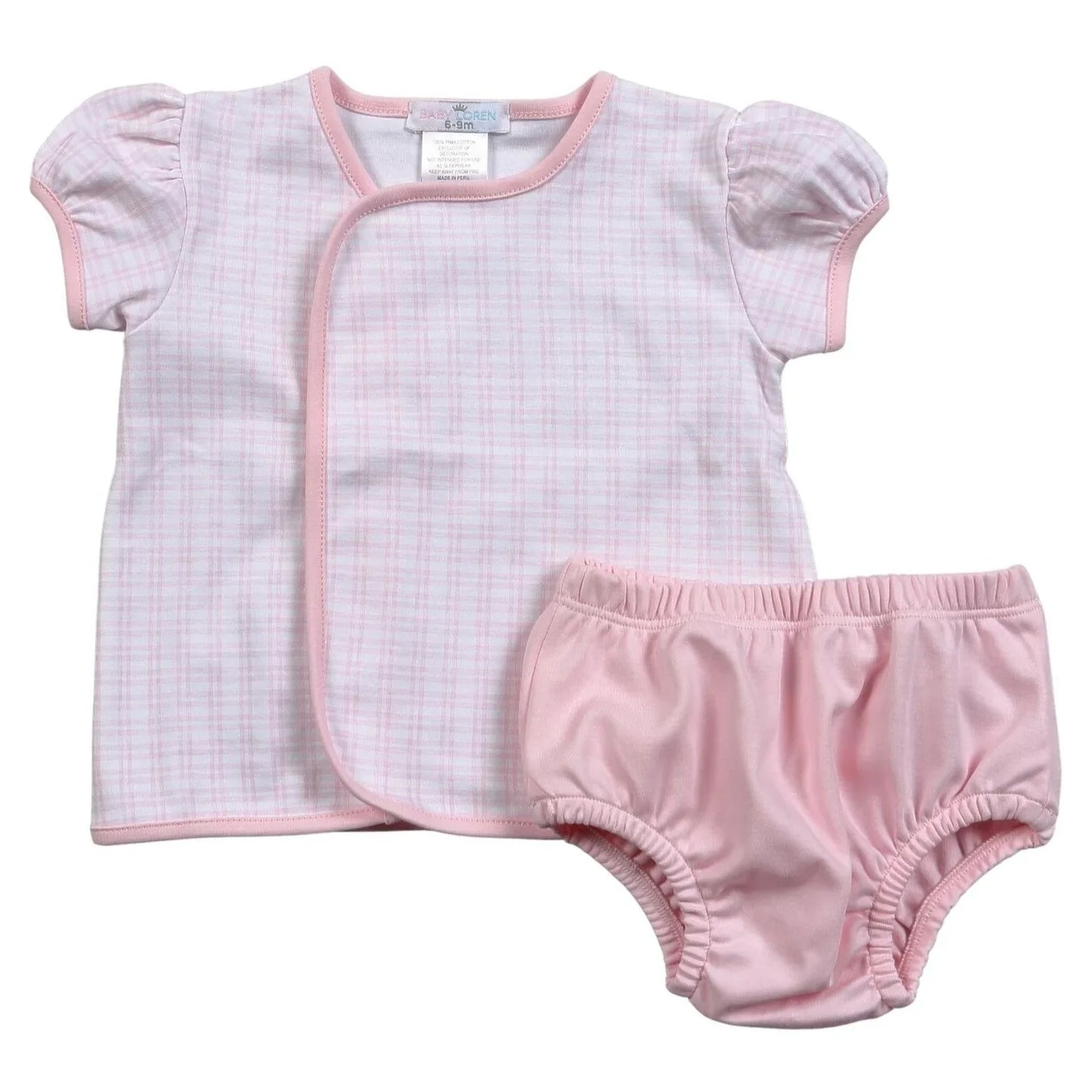 Pink Plaid Pima Diaper Set