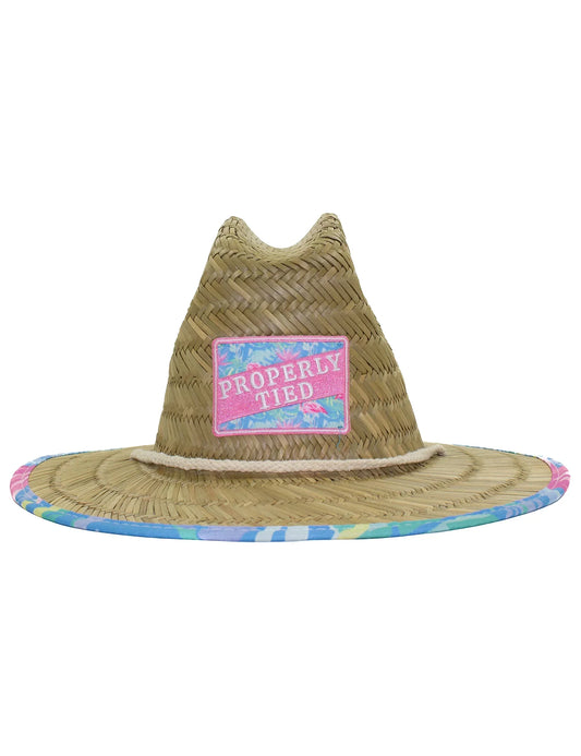 Boys Cabo Straw Hat Floral Flamingo