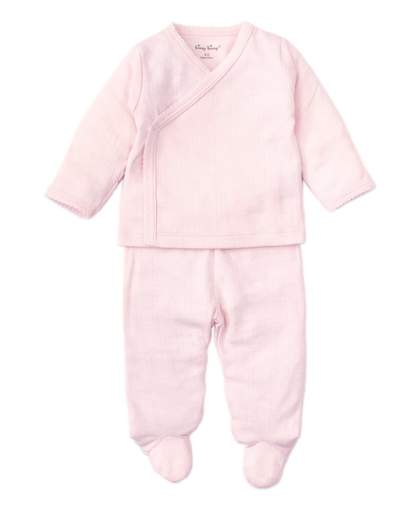 Pink Pointelle Cross Tee/Pant Set